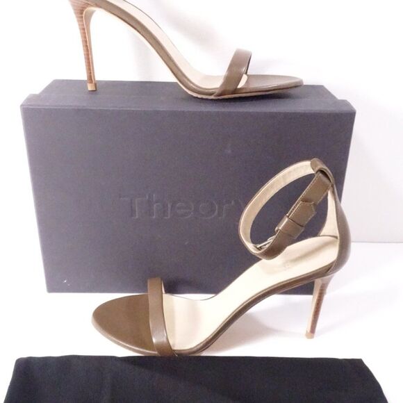 Theory Nappa High Heel Sandal Open Toe Ankle Strap Pumps 37.5 NIB 355 - Picture 10 of 13
